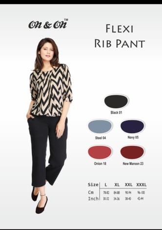 Size: L) On & On Women's Plain Rib Pant J58JPF60AB731 - Wholesale